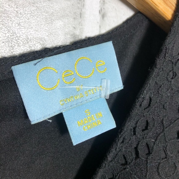 Cece black lace 3/4 sleeve top size S - Picture 5 of 8